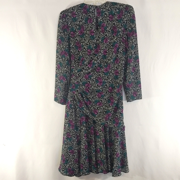 Vintage 80's Liz Robert Petites Elegant Feminine Floral Dress Size 6 Petite - Picture 3 of 9